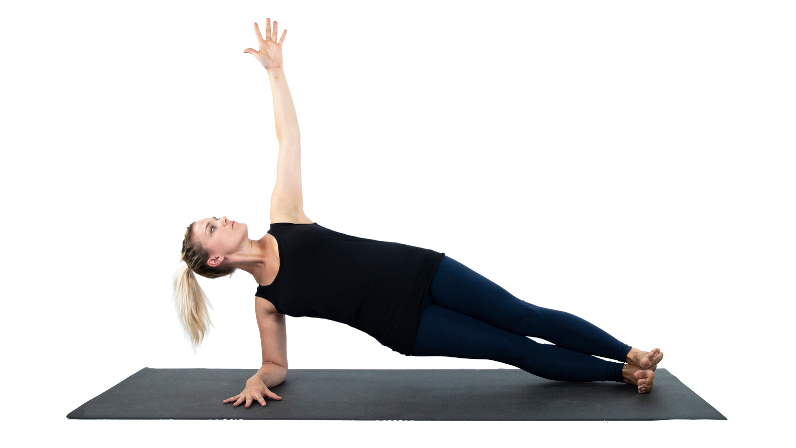 Side Plank Pose practices on the forearms also known as Fprearm Side Plank Pose.