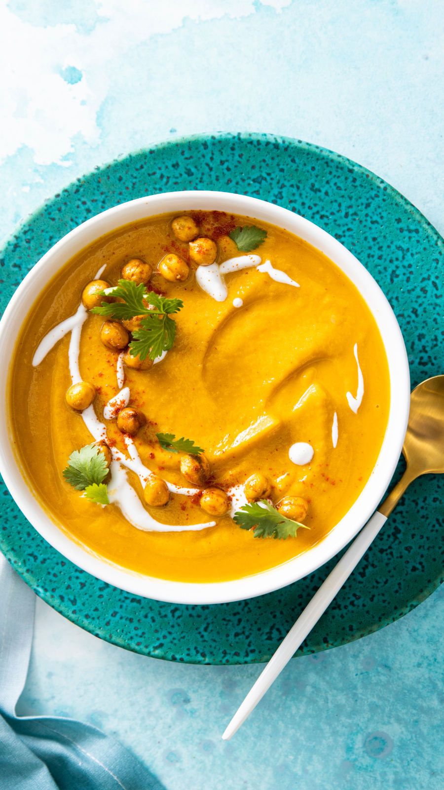 Pot of Roasted Root Vegetable and Chick Pea Soup