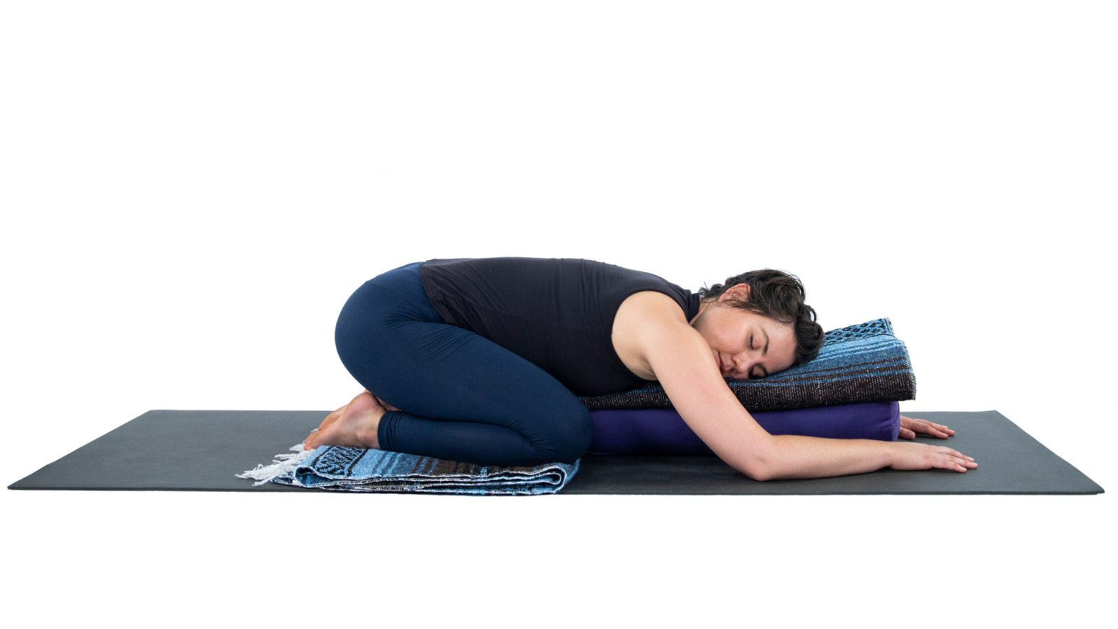 Restorative Yoga like this Restorative Child's Pose or Balasana benefits and replenishes the nervous system