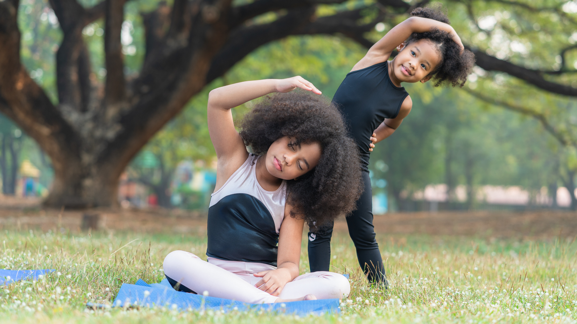 beginner yoga student practicing yoga outside