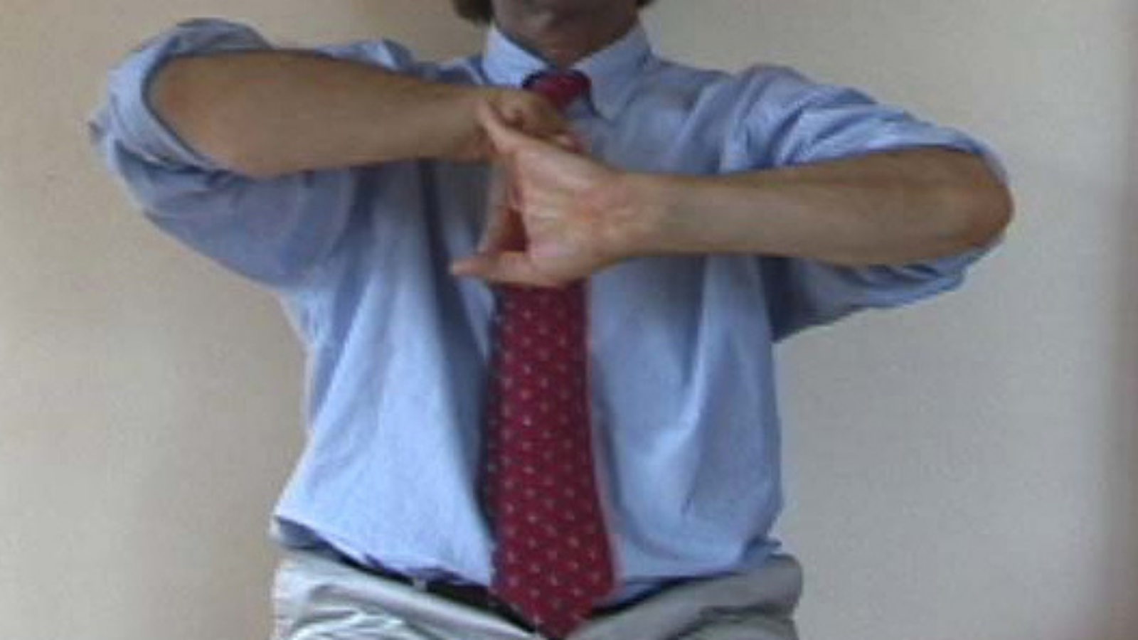 A palms facing away exercise for maintaining healthy wrists