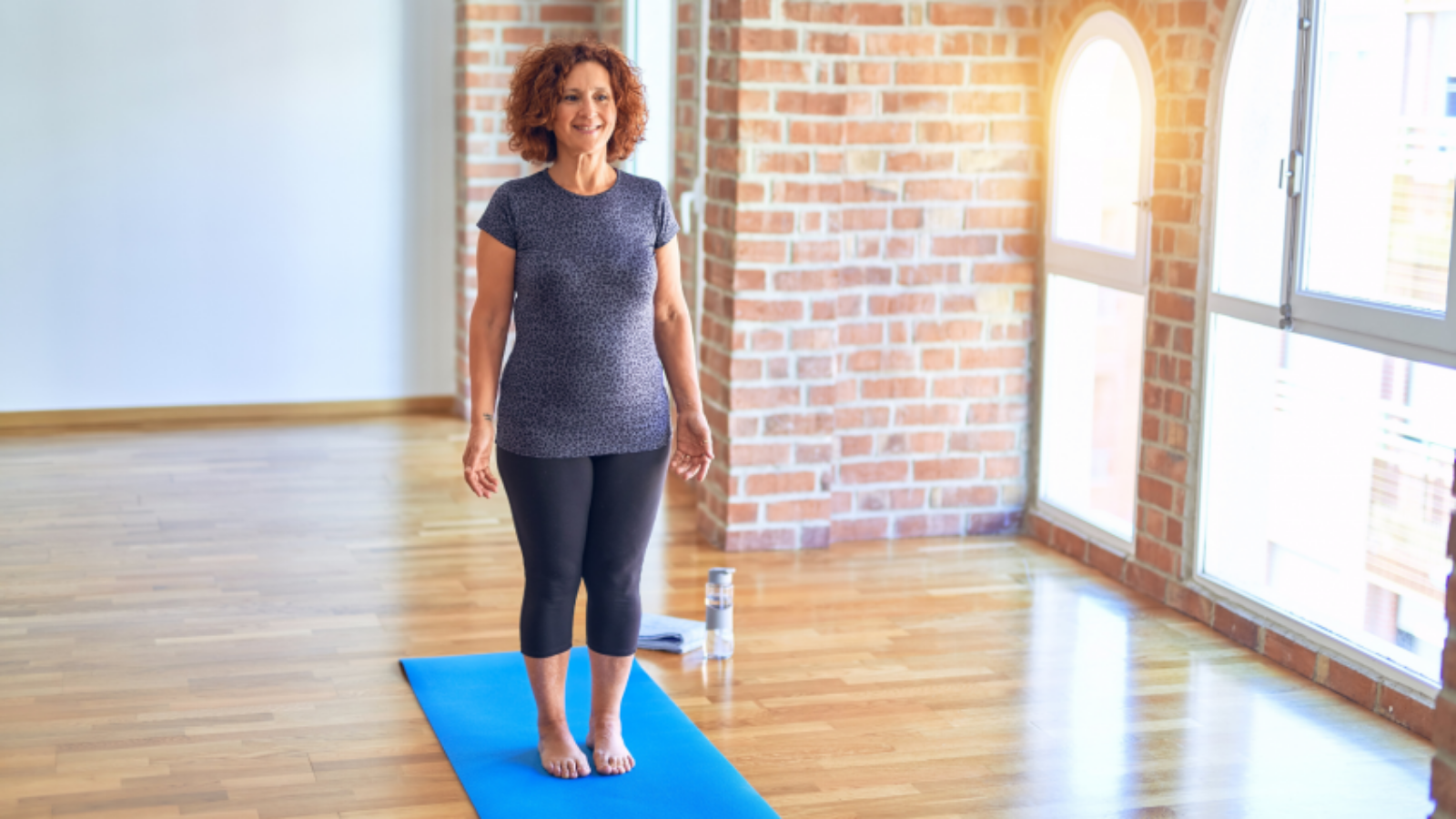 Yoga student practices mental practice of roots visualization to stay grounded when in stressful situations