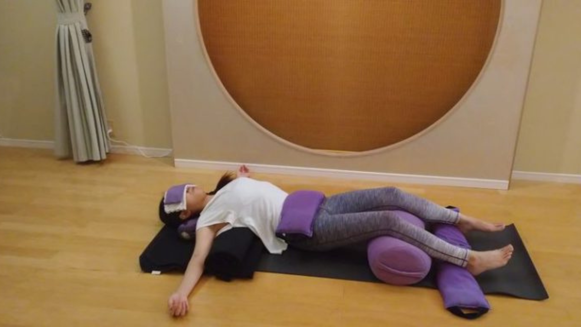  Image depicts the full prop setup for Restorative Mountain Brook Pose.