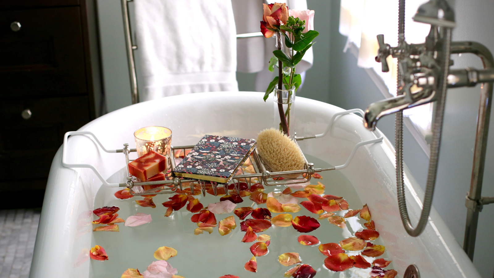Soaking tub, epsom salts, relaxing bath