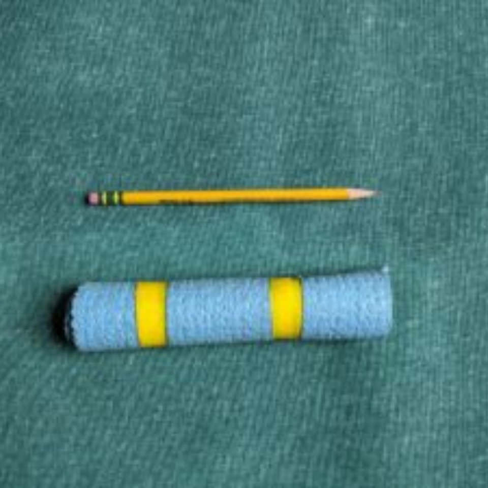 Image showing size and shape of a homemade wrist roll to use in yoga practice to protect your wrists