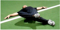 Man practicing reclining spinal twist to release the outer hip and open the external rotators with internal rotation