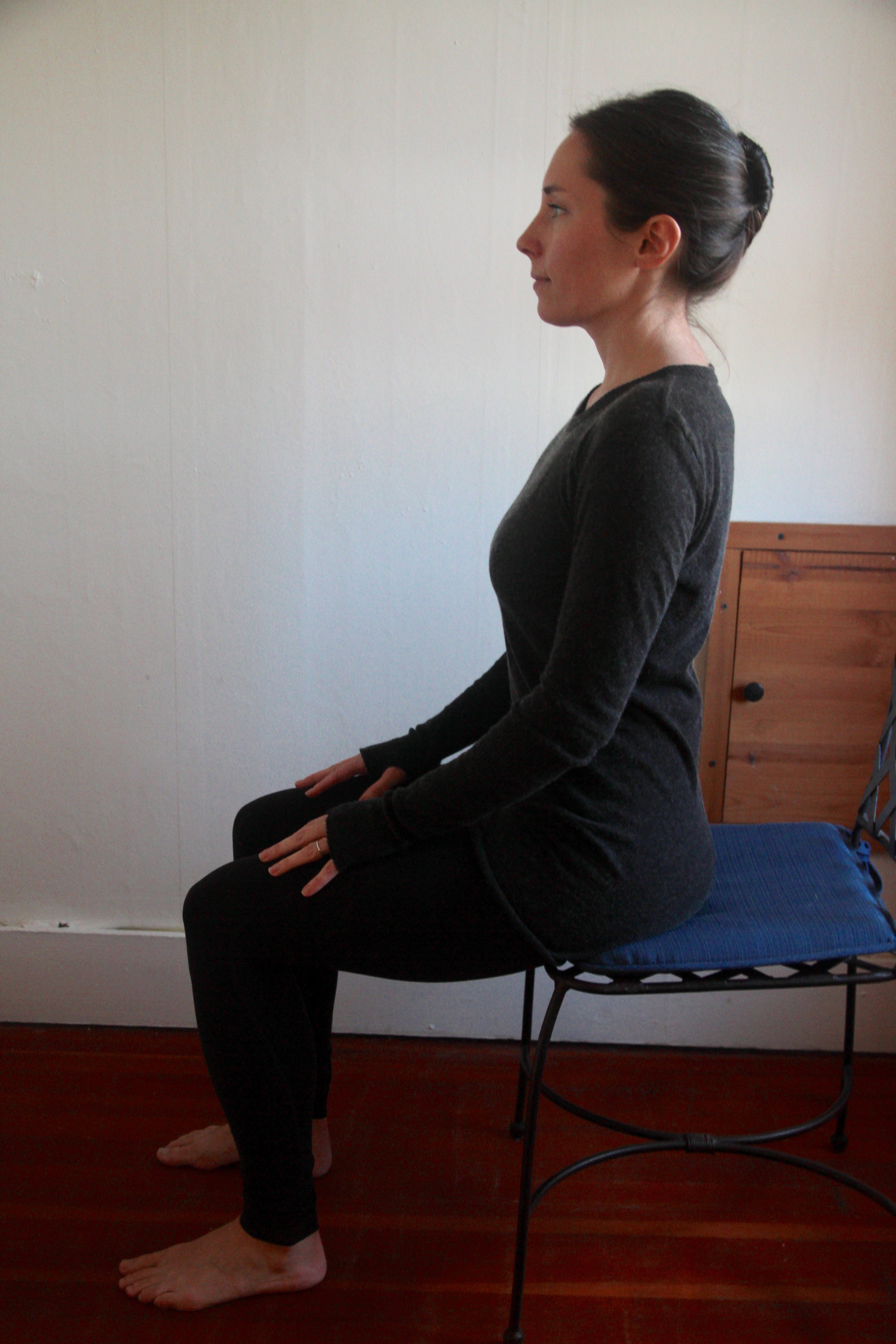 Tadasana, mountain pose, seated mountain pose, good posture, beginner's yoga