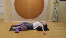 Image depicts the Restorative Mountain Brook Pose for deep relaxation and support.