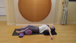 Image depicts the Restorative Mountain Brook Pose for deep relaxation and support.