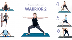 A woman doing Warrior 2 prep yoga poses sequence