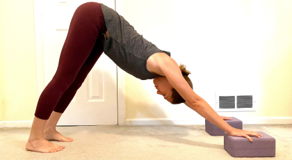 How to practice Downward Facing Dog with support from blocks under your hands