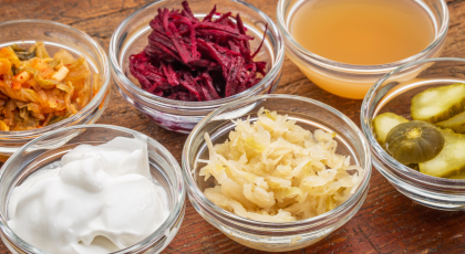 fermented food great for gut health: kimchi, red beets, apple cider vinegar, pickles, yogurt, etc