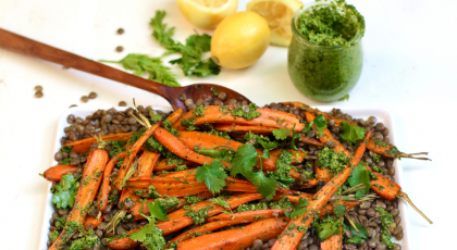 Lentils and Carrots with pesto