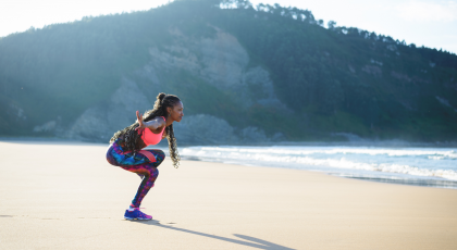 yoga student enjoying the benefits of practicing yoga outside