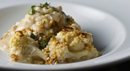 Cauliflower cheese bake.