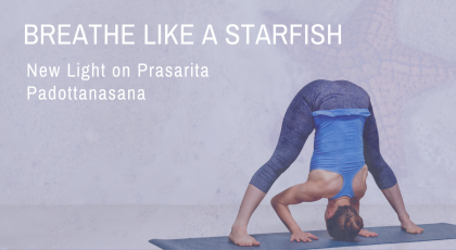 woman wide legged, head down doing Prasarita Padottanasana