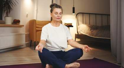Woman practicing yoga meditating
