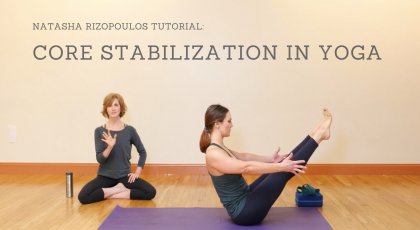 Natasha Rizopoulos cuing yoga student in navasana boat pose video tutorial