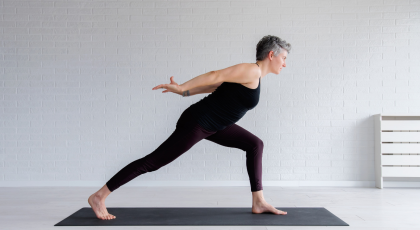 mature yoga woman practicing yoga for healthy aging