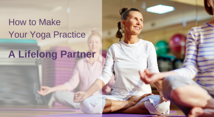 Older women in meditation pose