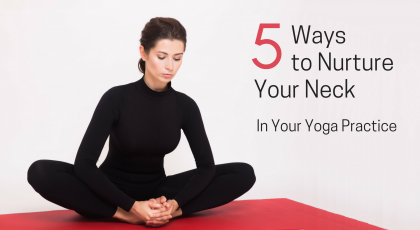 Woman in Butterfly Pose (Baddha Konasana), practicing yoga to nurture your neck
