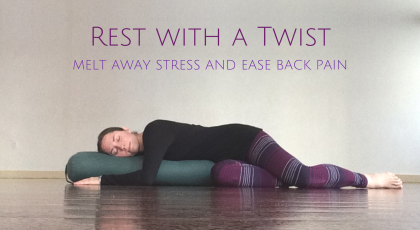 Supta Matsyendrasana, supported spinal twist pose