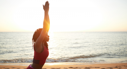 Woman practicing yoga for back pain SI joint health