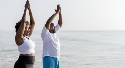 Restorative Mountain Pose (Tadasana) to reduce stress and trauma