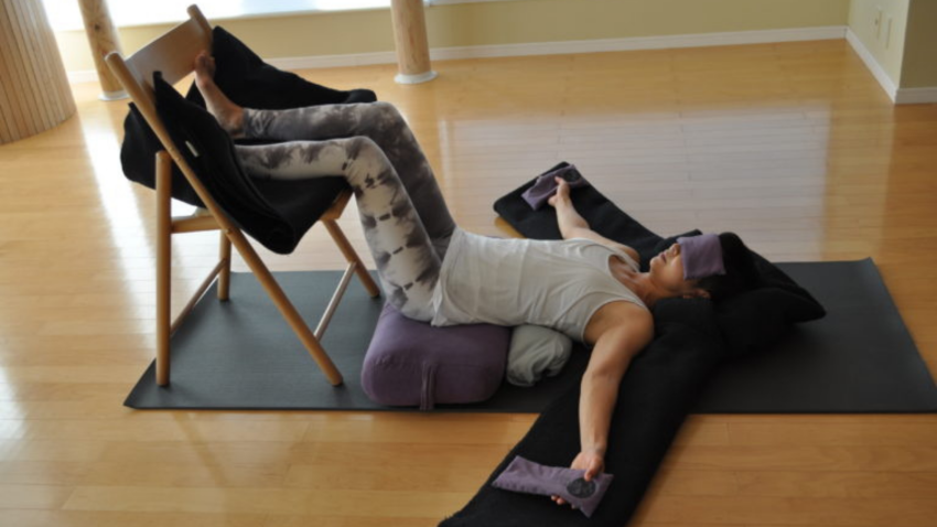 How to set up for the Restorative Instant Maui Pose. Instant Maui is a comfortable supported restorative pose.