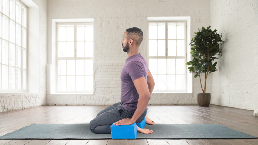 Using Props mindfully, as in this Virasana or Hero's Pose, is a great way to avoid yoga-related injuries caused by pushing too hard. Using Props mindfully, as in this Virasana is a great way to avoid yoga-related injuriesu