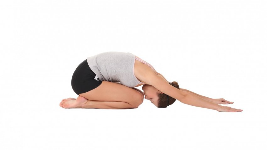 Child's Pose (Balasana), practicing yoga for beginners Child's Pose (Balasana), practicing yoga for beginners