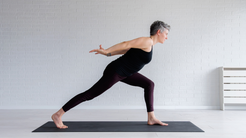 mature yoga woman practicing yoga for healthy aging