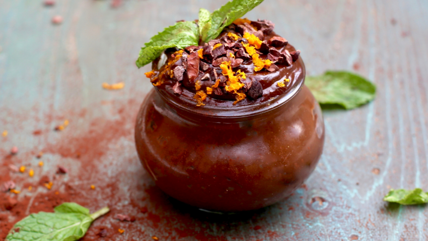 orange chocolate mousse, healthy dessert, wellness news, nutrition, Elise Museles