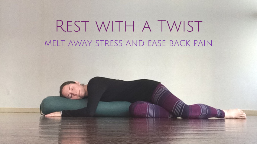 Supta Matsyendrasana, supported spinal twist pose