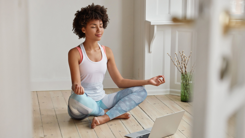 Woman practicing yoga the NAP meditation Woman practicing yoga the NAP meditation