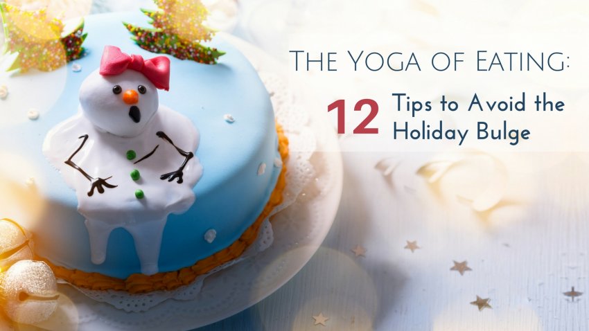 A picture of a cake with an icing snowman clutching their stomach on a table during the holidays