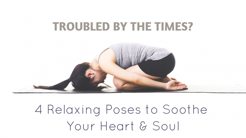 Woman in Child's Pose (Balasana), practicing yoga to help relax and soothe Woman in Child's Pose (Balasana), practicing yoga to help relax and soothe