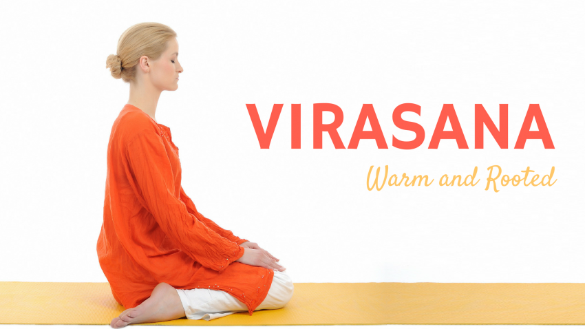 Woman practicing yoga for balance and grounding, in Hero's Pose (Virasana) Woman practicing yoga for balance and grounding, in Hero's Pose (Virasana)